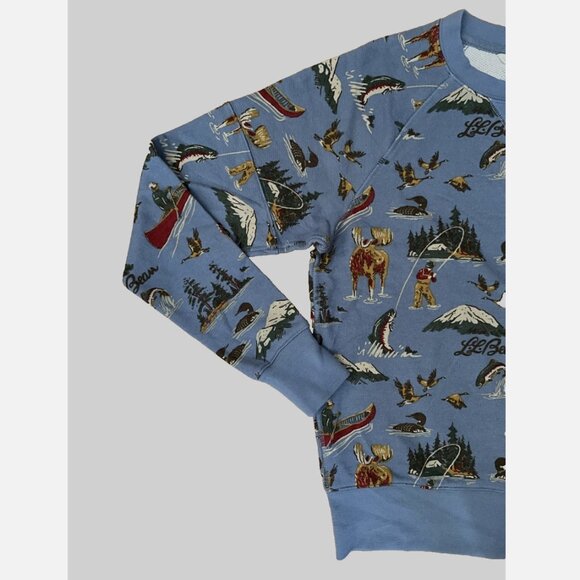 L.L. Bean Blue Long Sleeve French Terry Printed Signature Sweatshirt - Picture 2 of 3